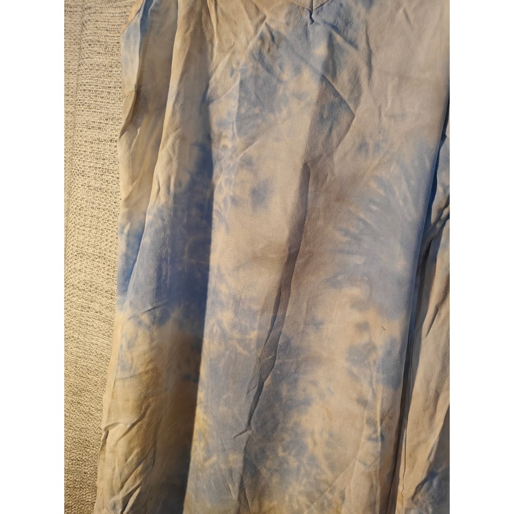 Justify Womens Blue Tan Tie Dye Rayon Slip Dress V-Neck Midi Adjustable Straps L - Picture 2 of 5